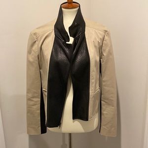 Large - Theory tan and black leather jacket